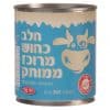 תמונה של קופסה של חלב מרוכז ממותק עם עיצוב בצבעים כחול ולבן. על הקופסה מופיעה דמות של פרה וציון המשקל 397 גרם.