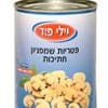 תמונה של קופסת פטריות שמעפינים חתוכות. על הקופסה מופיע טקסט "פטריות שמפיניון חתוכות" עם הלוגו של המותג "וויליג פוד".