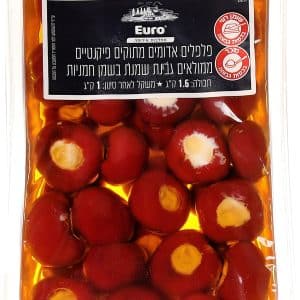 פלפלים אדומים פיקנטיים ממולאים גבינת שמנת 1.6 ק"ג (1 ק"ג לאחר סינון)