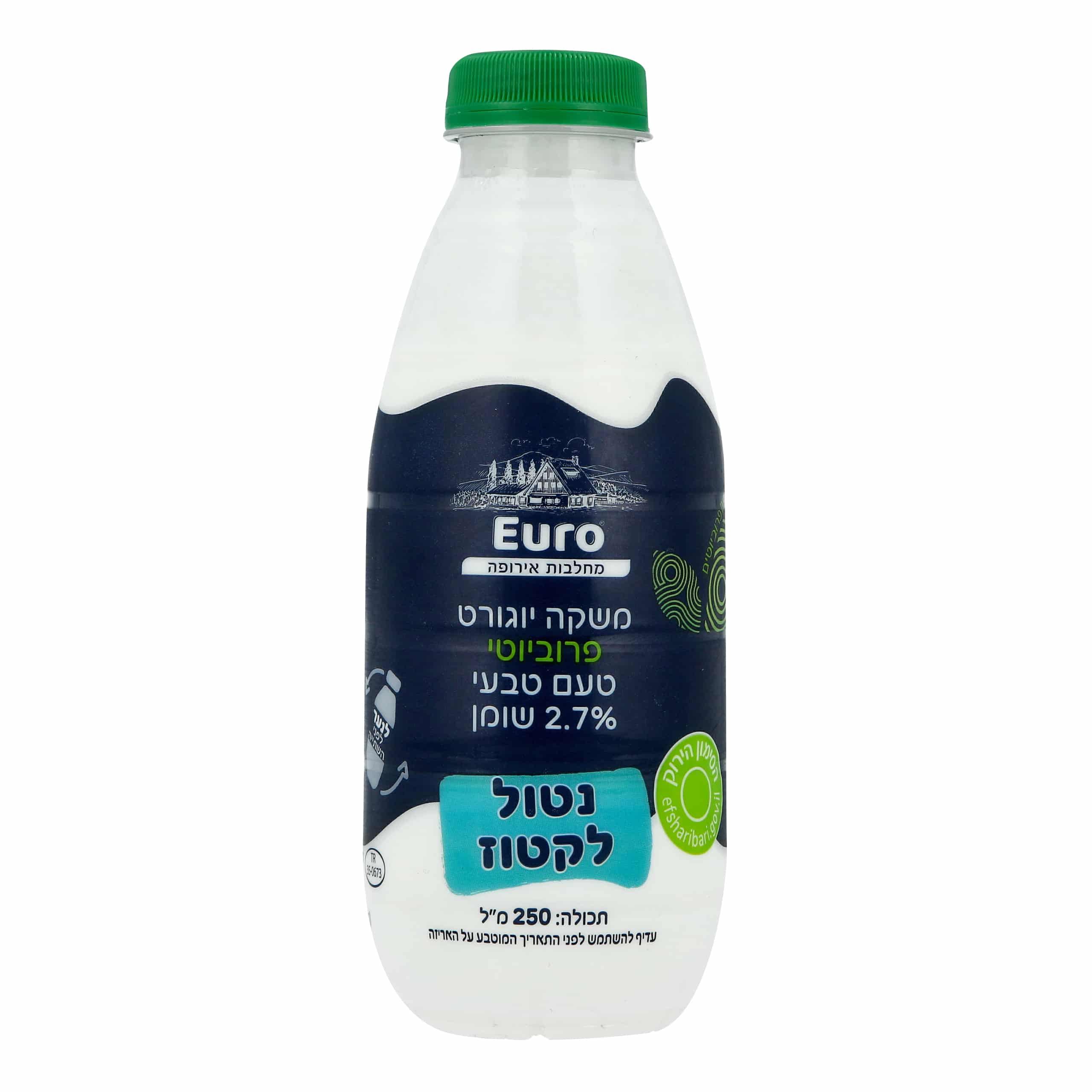 משקה יוגורט פרוביוטי נטול לקטוז בטעם טבעי 2.7% שומן 250 מ"ל